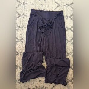 Gaiam Wide Leg Yoga Pants Navy Drawstring Waist Soft Stretch Lounge XS